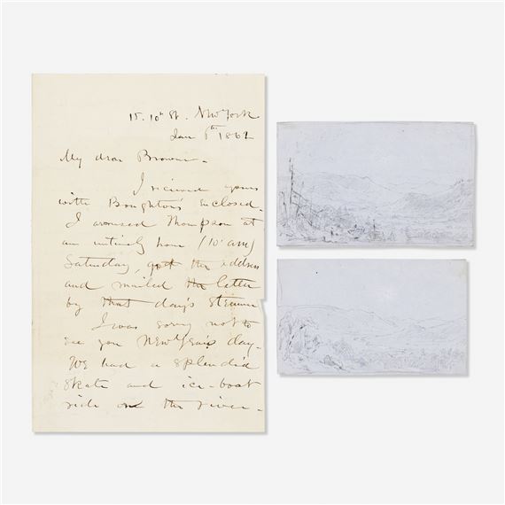 two scenes of Catskill Clove and letter by Sanford Robinson Gifford, 1862