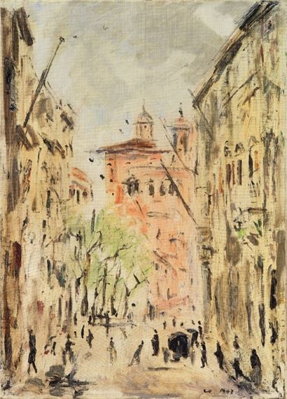 IL FORO BONAPARTE A MILANO by Filippo de Pisis, 1941