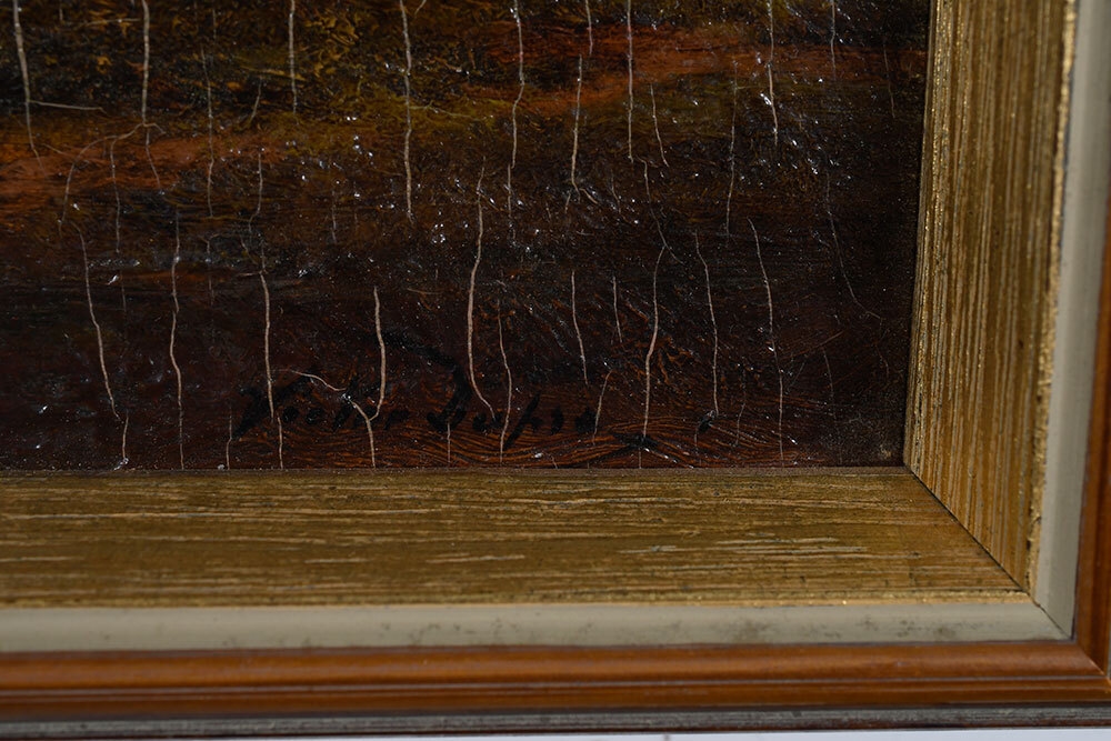 Artwork by Jules Dupré, Cows Watering at Sunset, Made of oil on panel