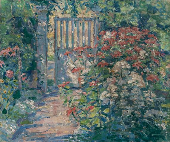 Village Garden Gate by Frank Townsend Hutchens