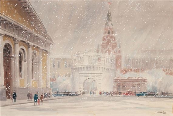 View of the Kremlin Snowfall by Georgiy Georgievich Lebedev, 1980