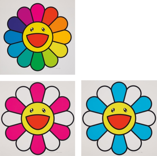 Takashi Murakami Unisex Colorful Smile Rainbow Flowers 