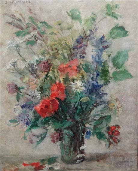 Floral still life by Oskar H. Hagemann, 1958