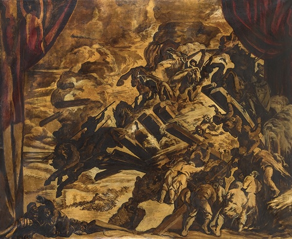 Artwork by José Mariá Sert y Badiá, El Alud. Crónica de los Almogávares, Made of Oil and gold leaf on canvas