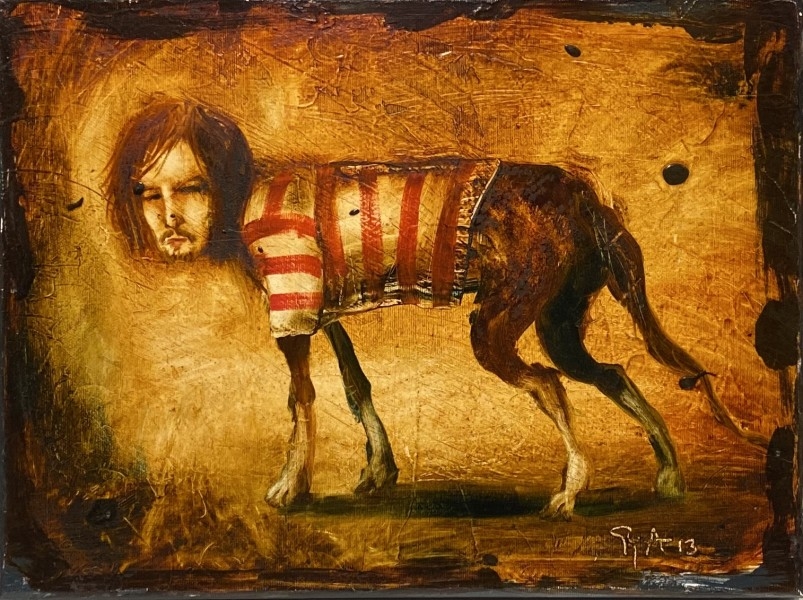 Artwork by Andras Gyorfi, Kutya önarckép, Made of oil on canvas