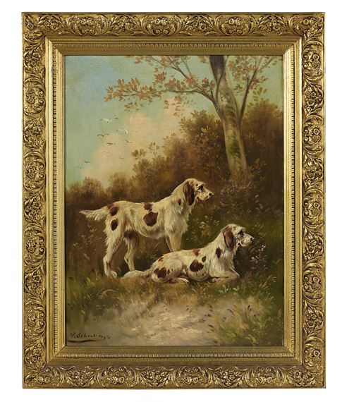 "Two Setters in a Wooded Landscape" by Henry Schouten