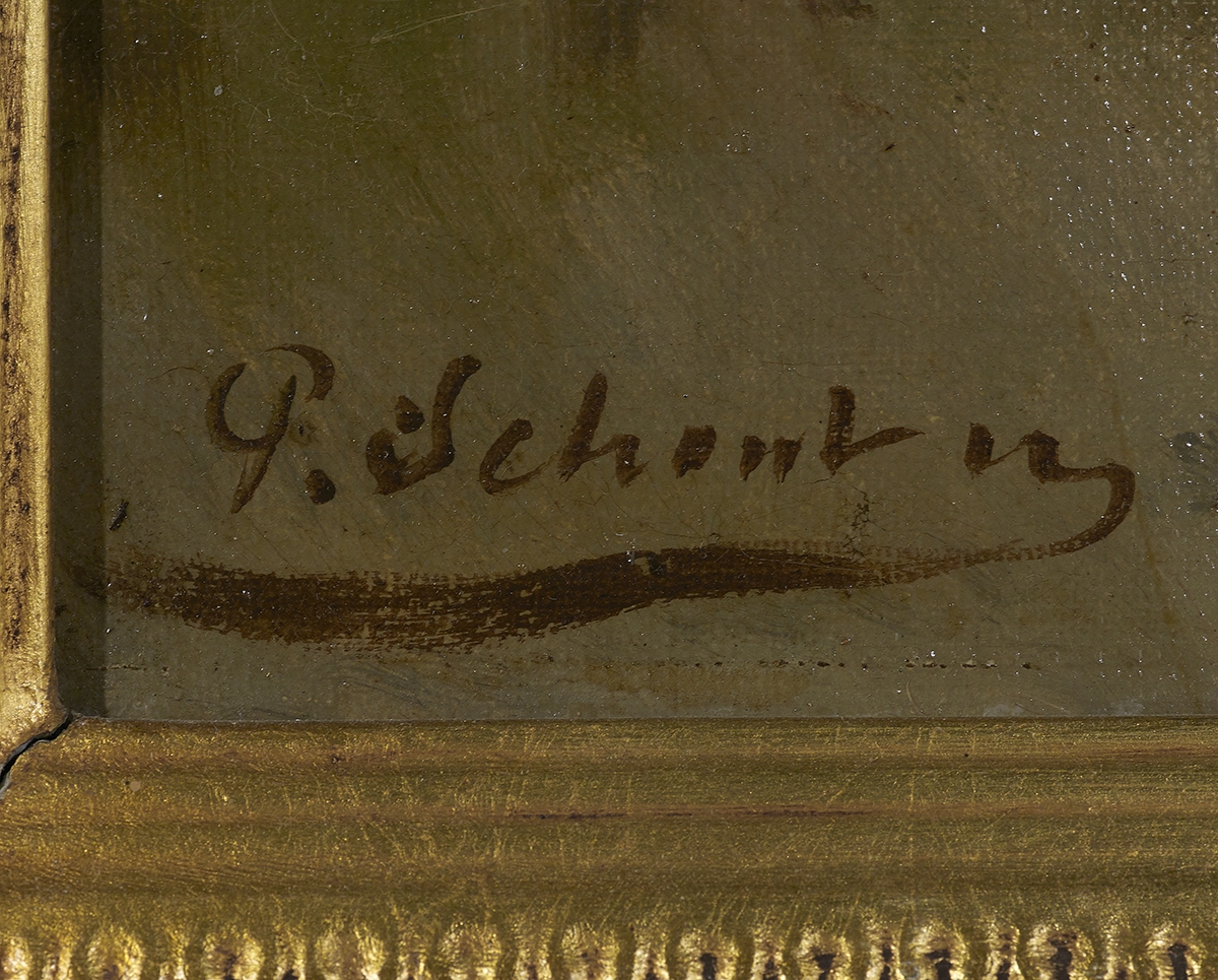 Artwork by Henry Schouten, "Two Setters in a Wooded Landscape", Made of oil on canvas