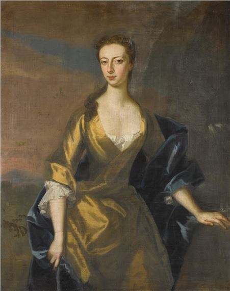 PORTRAIT OF MISS JONES, THREE-QUARTER-LENGTH, IN A YELLOW DRESS by Enoch Seeman