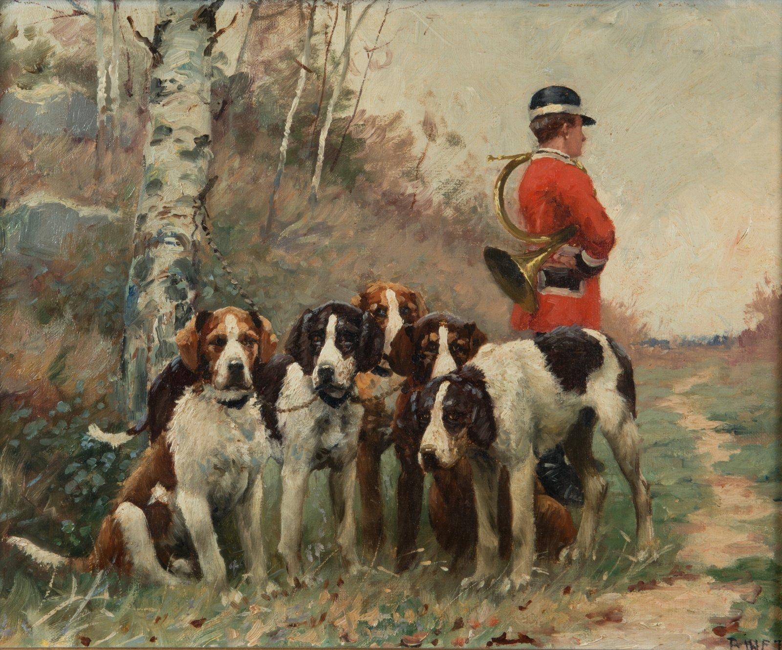 Artwork by Adolphe-Gustave Binet, Relais de Griffons Tricolores, Made of Oil on canvas