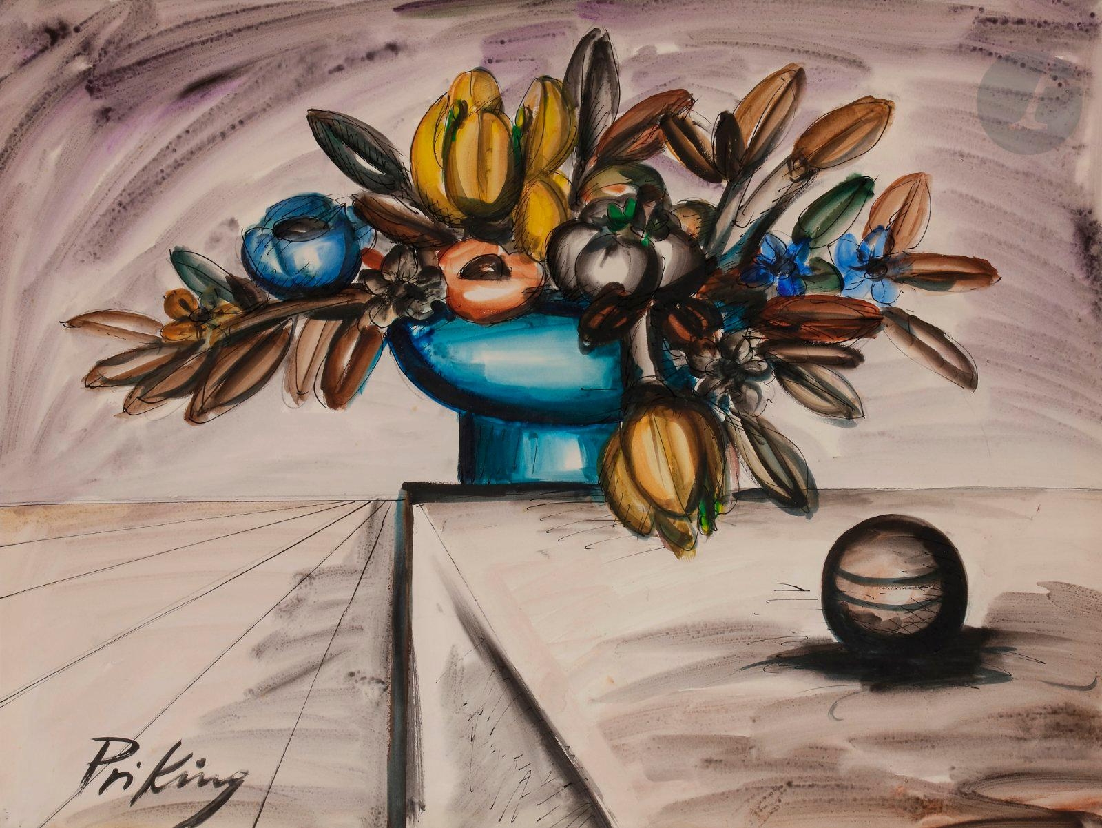 Franz Priking | Still life with flower vase | MutualArt