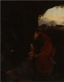 Two young women hiding in a cave - Frederik Ferdinand Helsted