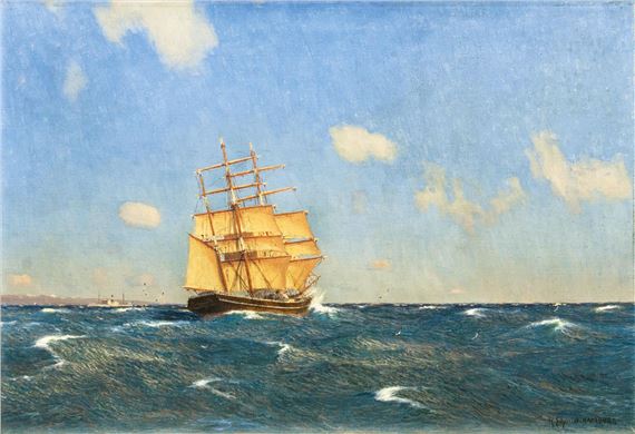 THREE-MASTER OFF A COAST by Robert Schmidt Hamburg