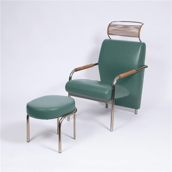 Two works: NICCOLA CHAIR; OTTOMAN by Andrea Branzi, 1990s