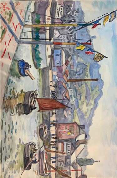 The Port in Honfleur by Henri Liénard de Saint-Délis