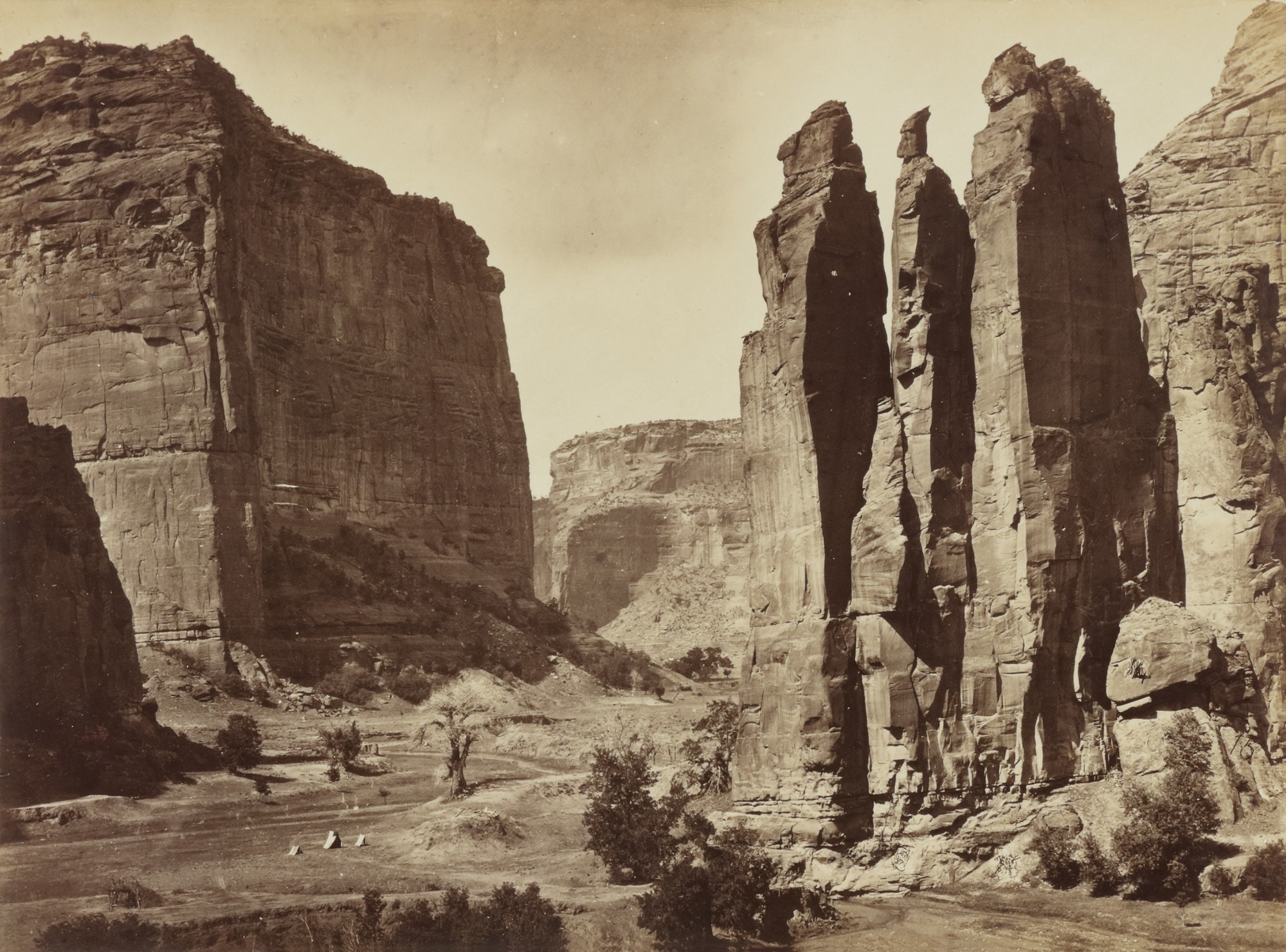 Artwork by Timothy H. O'Sullivan, CAÑON DE CHELLE, WALLS OF THE GRAND CAÑON ABOUT  FEET IN HEIGHT, Made of albumen print