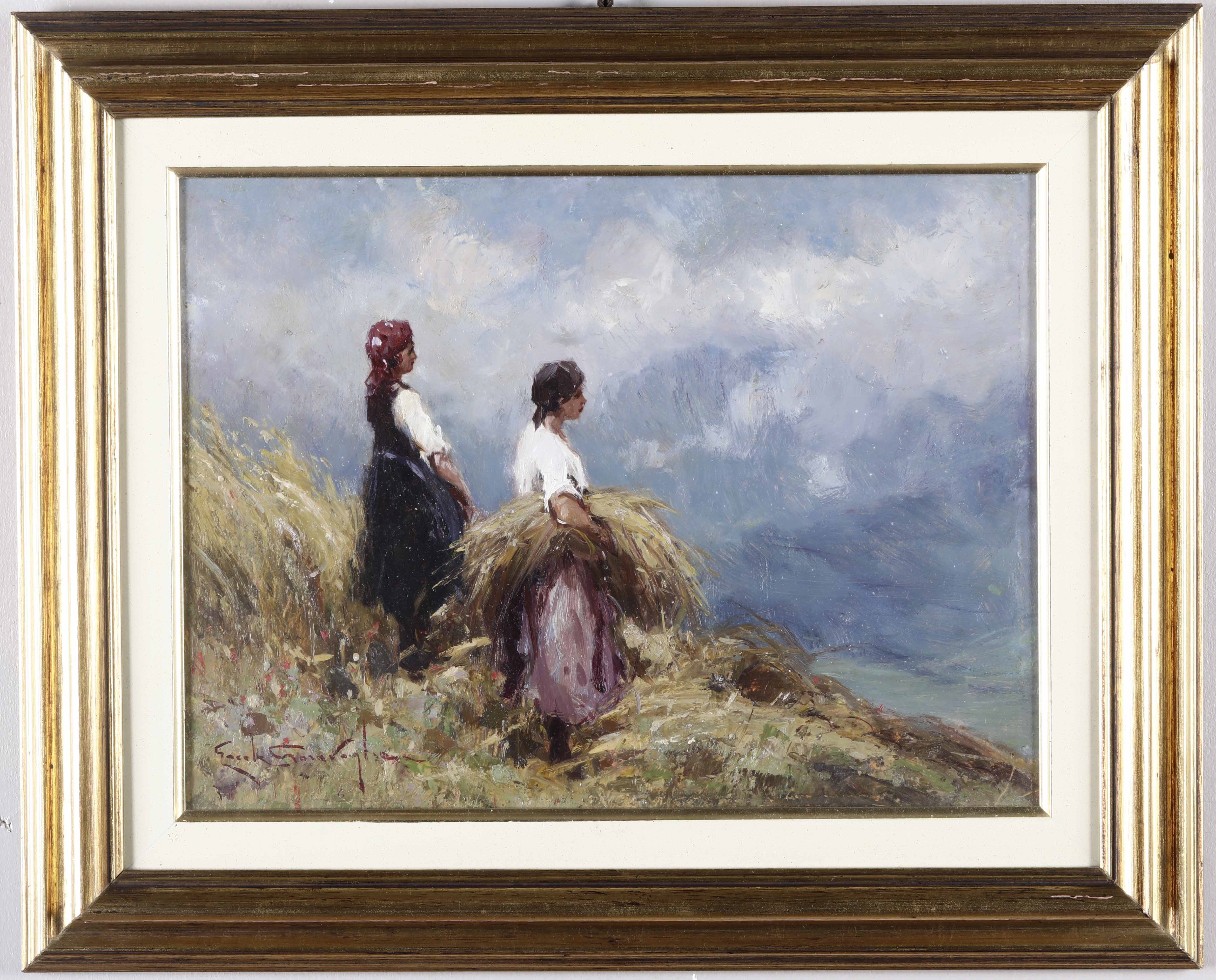 Artwork by Ercole Garavaglia, Mietitrici, Made of oil on canvas