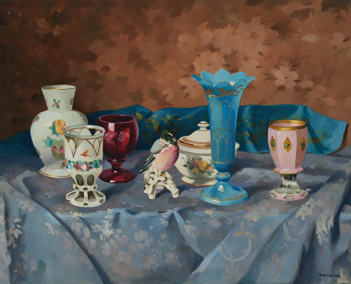 Jenő Edvi-Illés | Still Life With Rococo Porcelain (1943) | MutualArt