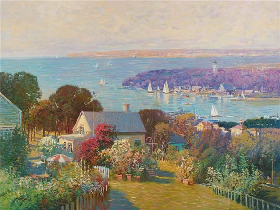 Morning Sail by the Lighthouse by Ming Feng