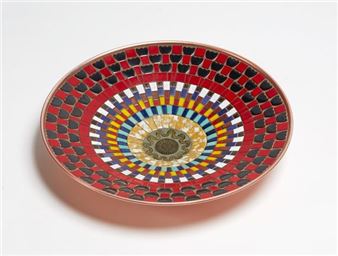 Large and impressive tiled mosaic bowl - John Crichton