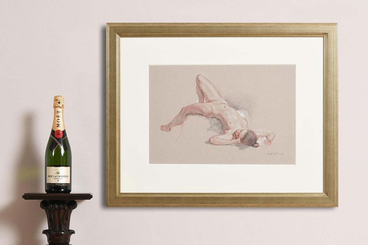 Artwork by Harry Holland, Reclining Female Nude, Made of coloured chalks