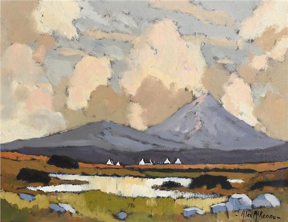 Turf Stacks and Cottages, Achill, Near Dugort by Alex McKenna