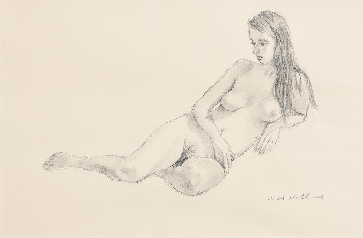 Artwork by Harry Holland, Reclining Nude, Made of pencil drawing