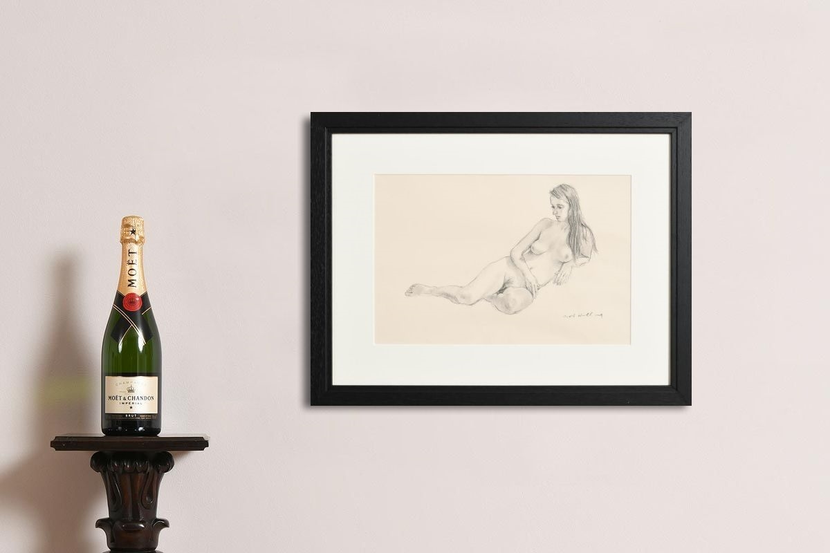 Artwork by Harry Holland, Reclining Nude, Made of pencil drawing