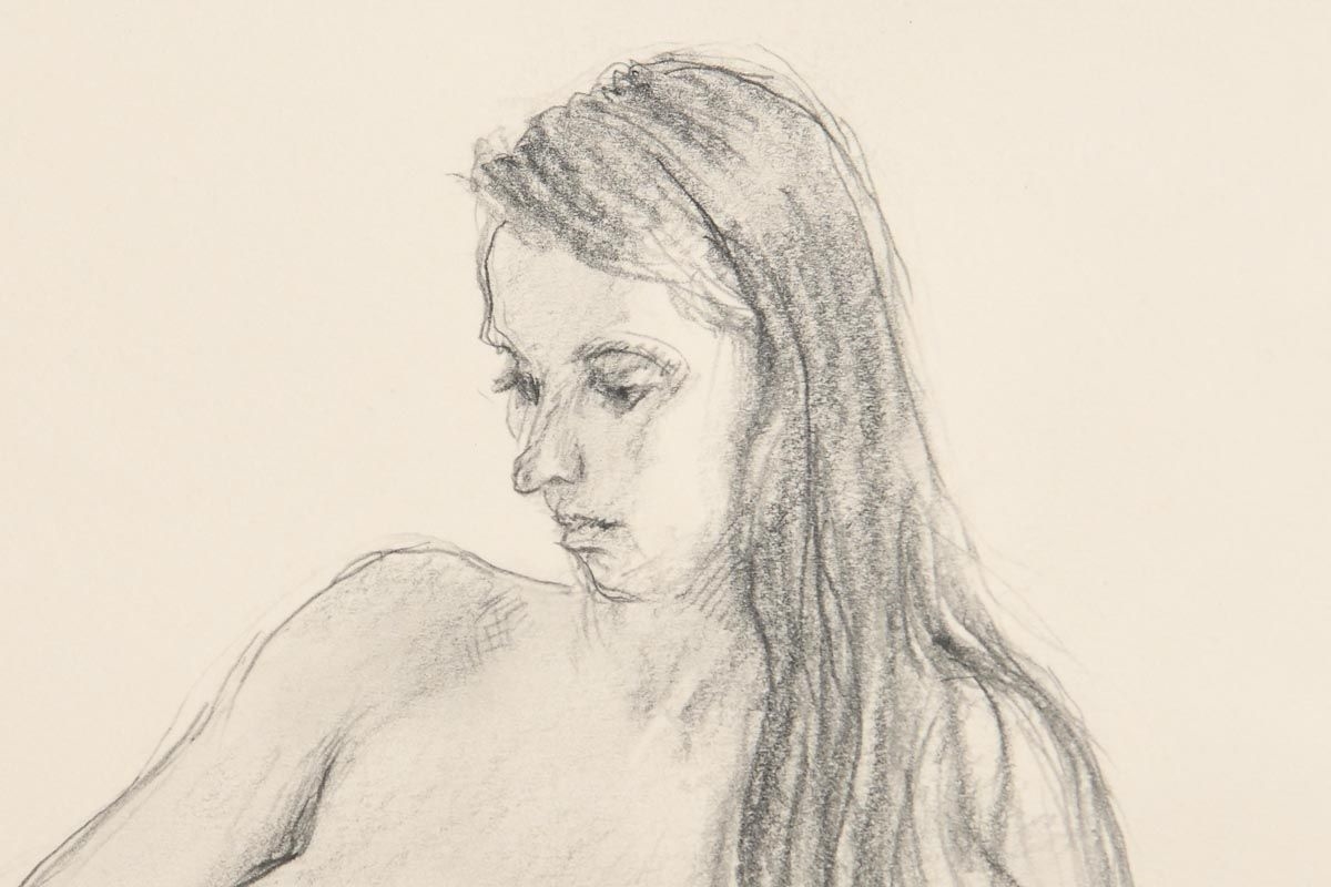 Artwork by Harry Holland, Reclining Nude, Made of pencil drawing
