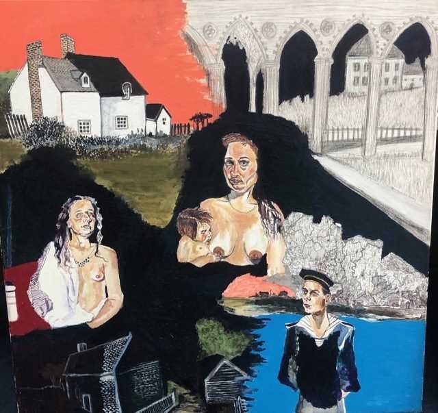 Artwork by Amy Burchard, MOTHER AND CHILD NUDE STUDY BY AMY BURCHARD, Made of Acrylic