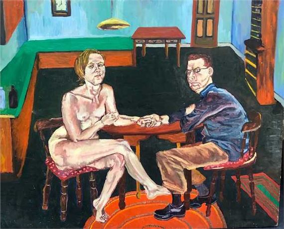 COUPLE AT TABLE BY AMY BURCHARD by Amy Burchard
