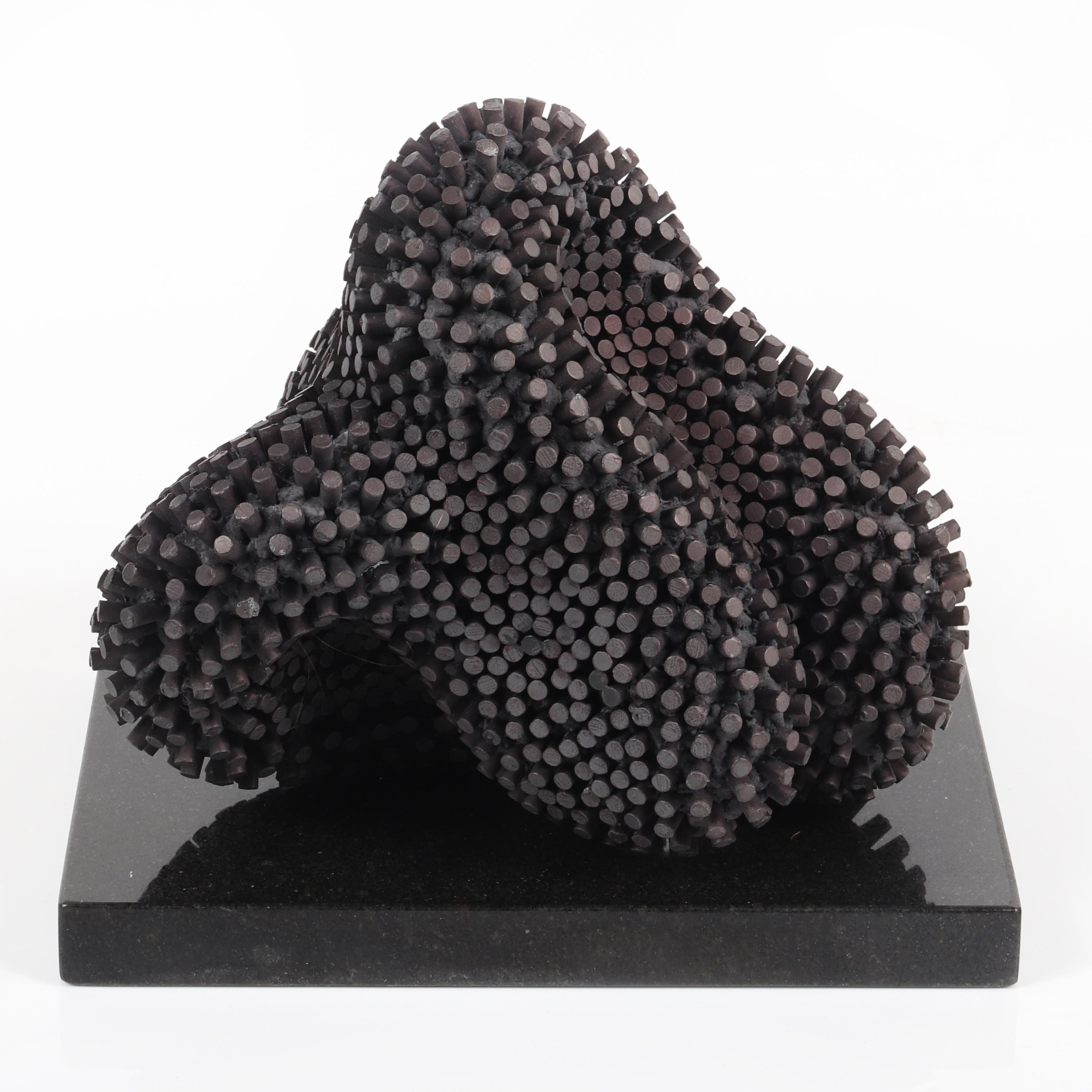 Artwork by Josh Garber, Meet, Made of Aluminum bar, anodized on black granite plinth