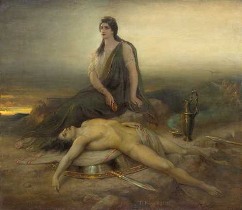 Iphigenia mourns Orestes by Theodor Koppen, 1888