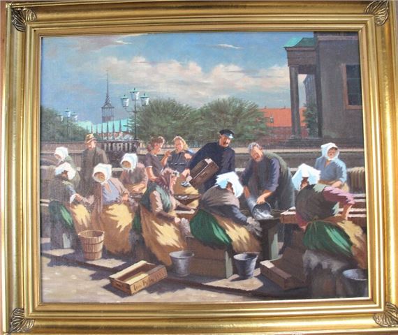 Fiskermens' wives at Gammel Strand in Copenhagen by Christian Mortensen