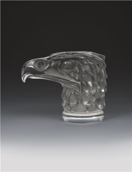 'Tete d'aigle' No.1138 a Lalique clear and frosted glass car mascot designed by Rene Lalique by René Lalique