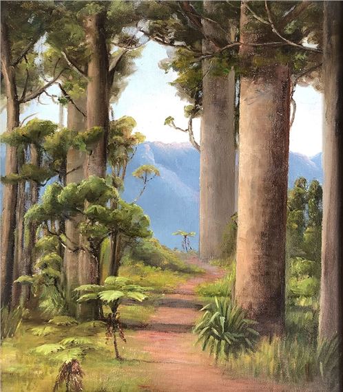 Giant Kauri trees by Bessie Kendon, 1975