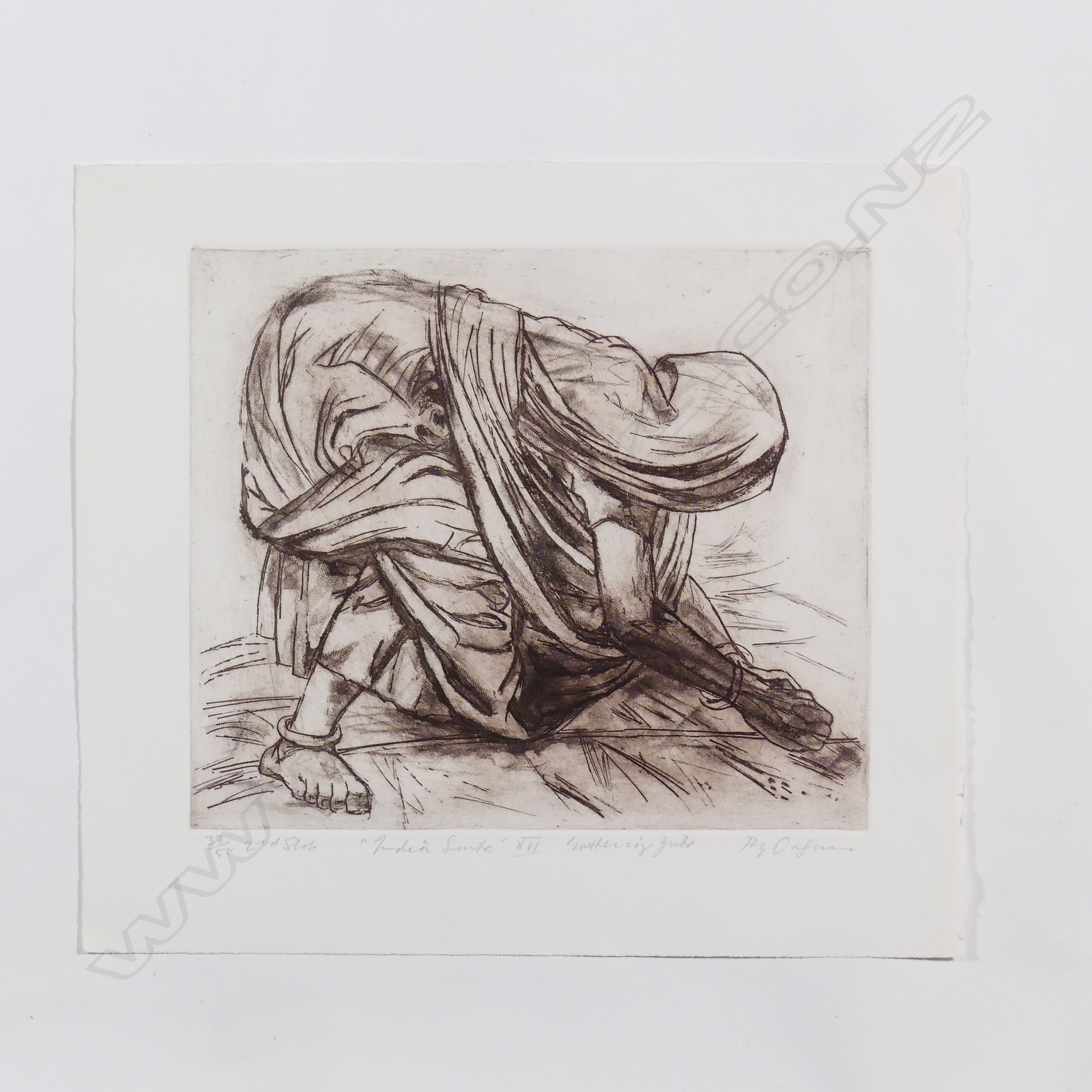 Artwork by Roy Dalgarno, Indian Suite XVI Gathering Jute, Made of etching