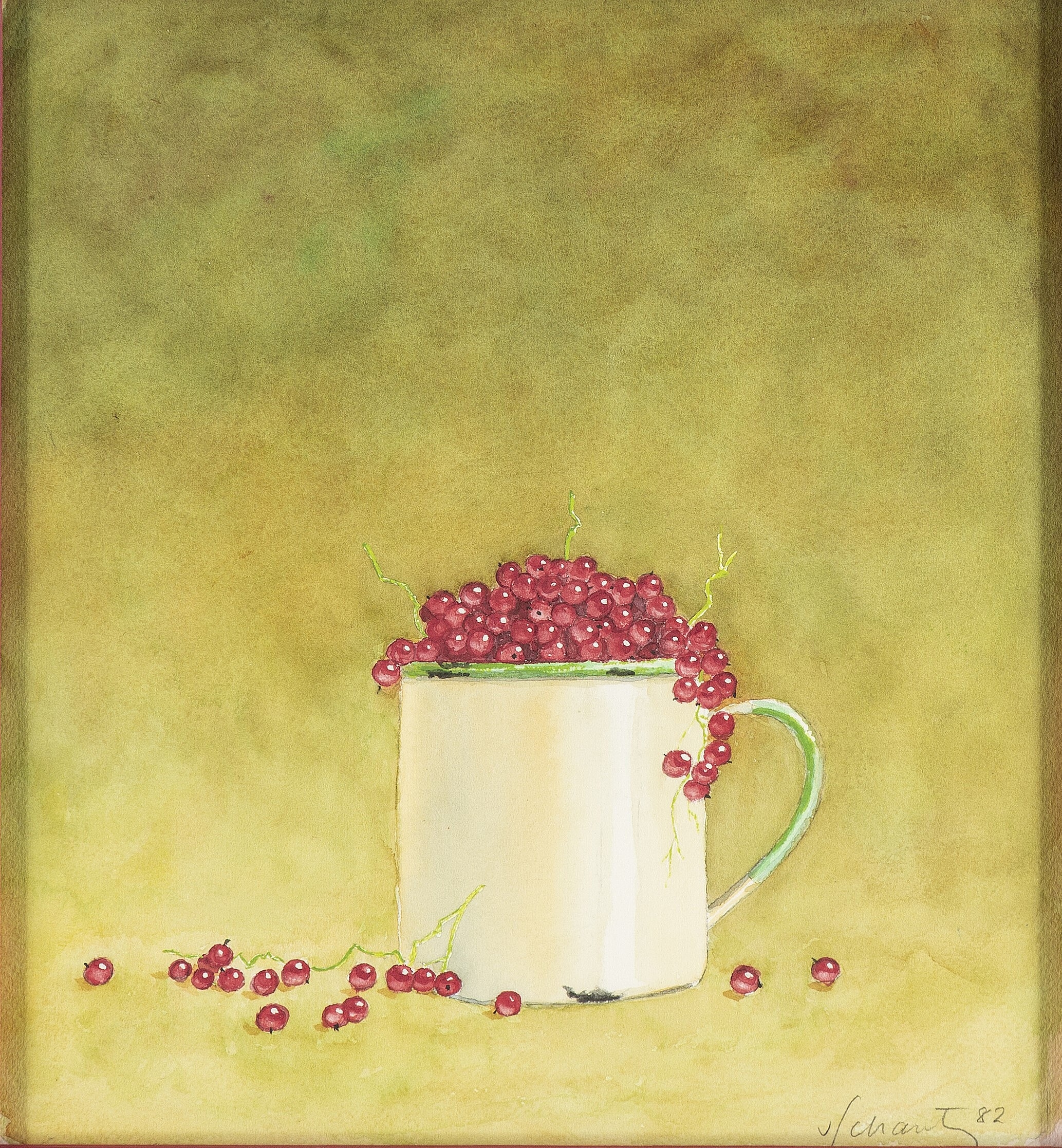 Still life with with red currants in a mug by Philip von Schantz, 1982