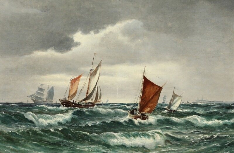 Christian Mølsted | Seascape with sailingships and sailing boats and ...