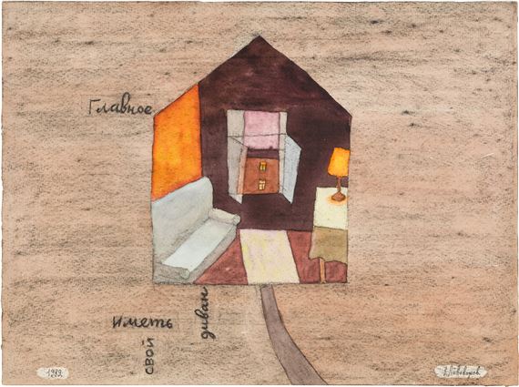 THE MOST IMPORTANT THING IS TO HAVE YOUR OWN SOFA by Viktor Dmitrievich Pivovarov, dated 1989