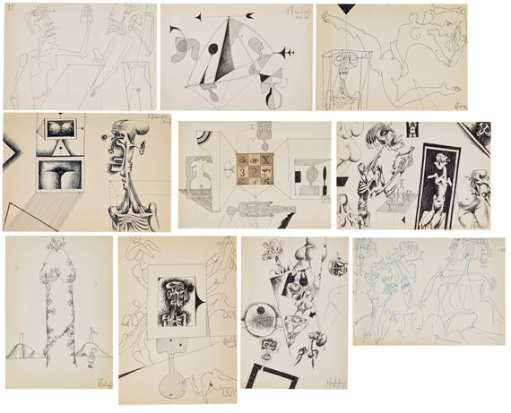 A GROUP OF 10 DRAWINGS by Viktor Dmitrievich Pivovarov, dated 1967