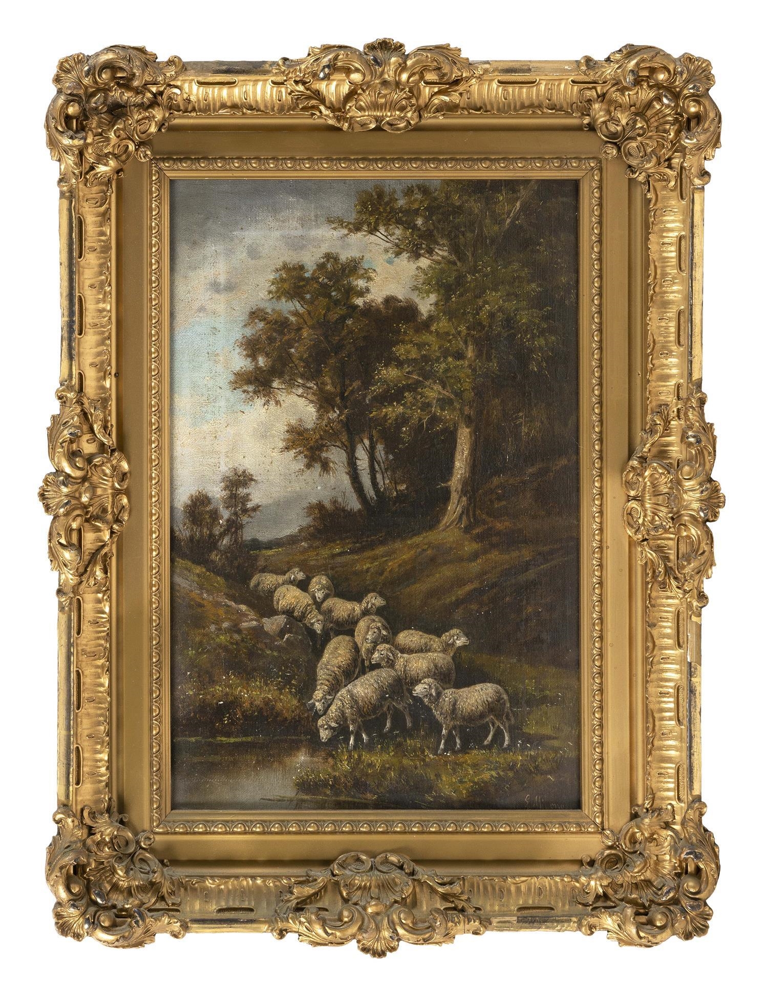 Artwork by Giuseppe Milone, Flock of sheep., Made of Oil on canvas