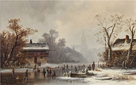 Winterliches Eisvergnügen vor der Stadt by Anton Doll