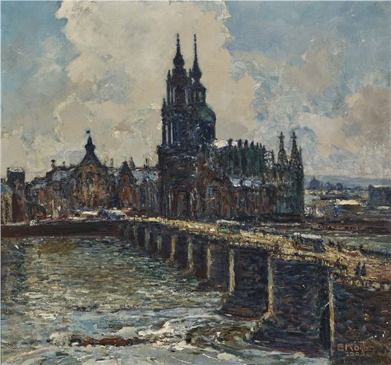 "Augustusbrücke in Dresden" by Ernst Kolbe, 1905