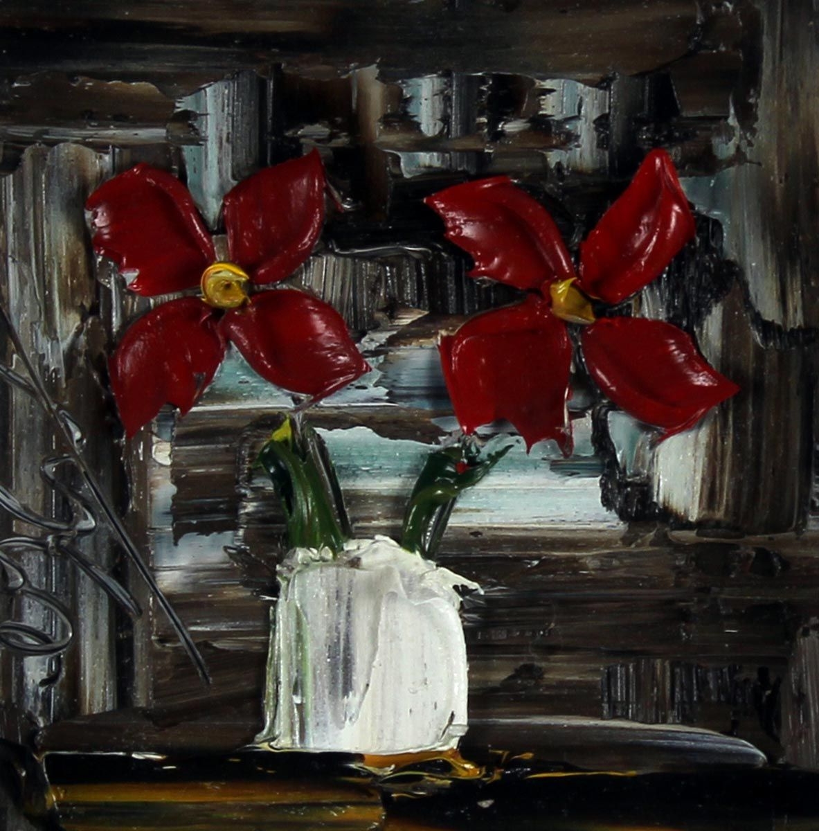 Colin Flack | RED FLOWERS IN A VASE | MutualArt
