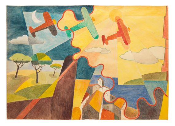 Paesaggio simultaneo + aerei Caproni by Giulio d’Anna, Executed circa 1928 - 1929