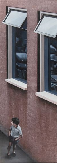 Ragazzino davanti all'edificio by Angelo Titonel, 1975