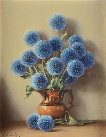 Still life with blue flowers by Robert Chailloux