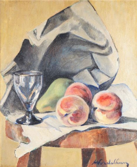 Nature morte aux pêches et au verre by Andre Verdilhan