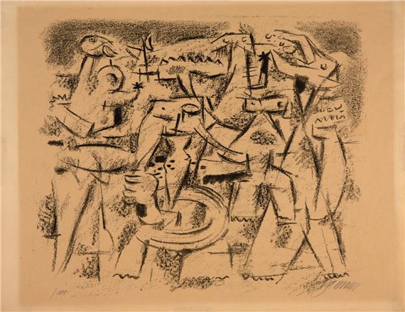 UR-SCHANABI (SCHAMASCH), DER DES KAMPFES BEGINN KÜNDET, MÖGE ER HEIL DEN GEFÄHRTEN ERHALTEN (AUS: SUMERISCHE LEGENDEN) by Willi Baumeister, 1947