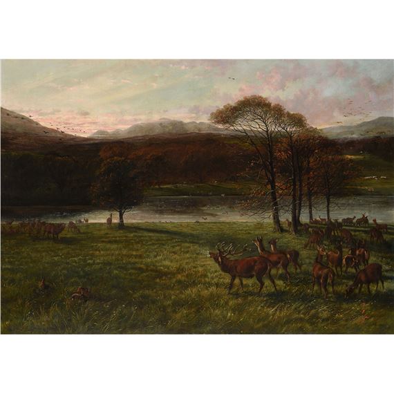 Le parc des cerfs, à Vaynol Park, Pays de Galles by George Earl, 1882